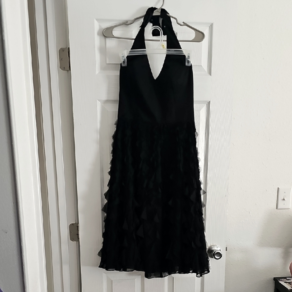 White House, Black Market, Ruffled Tiered Backless Halter Dress Size 6 - Picture 3 of 9